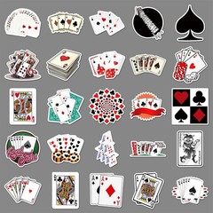 50Pcs Random Classic Card Suites Poker Cartoon Game Room Waterproof Stickers