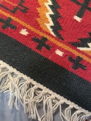 Set Of 2: Hand Woven Wool Saddle Blanket Rugs Navajo Southwest ~16×20” Decor