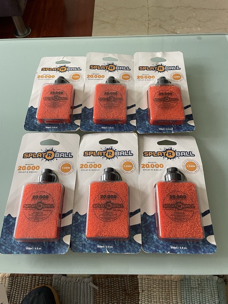 Lot of 6 New SplatRball 20,000 Rounds 7.5mm Orange Ammo Certified Splat-R-Ball