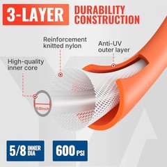 5/8 in x 5 ft Female-to-Female Short Garden Hose, 2-in-1 Dual Use with Solid