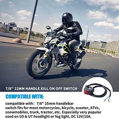 JINGKE 7/8» 22mm Handle Kill On Off Switch for ATV Motorcycle Scooter Go Kart
