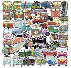 50pcs Micro Bus & Transporter Sticker Pack 60’s 70’s style Bus ~ Free Shipping