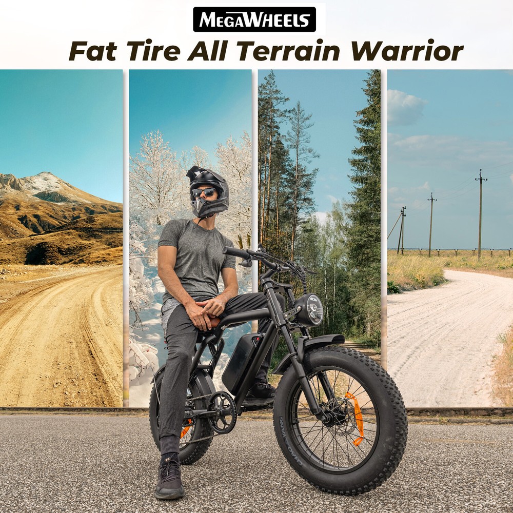 750WH Electric Bike Max 33MPH 20″ Fat Tire Electric Moped Style Bikes Peak 1500W