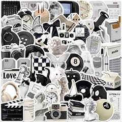 Aesthetic Stickers Black and White Sticker Pack 60PCS, Y2K Sticker for Laptop De