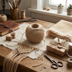 2mm Natural Jute Twine, 100m Ball Packaged Hemp String for Crafts Gift Wrapping
