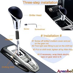 Alloy Gear Stick Shifter Knob Leather Silver with black leather covered