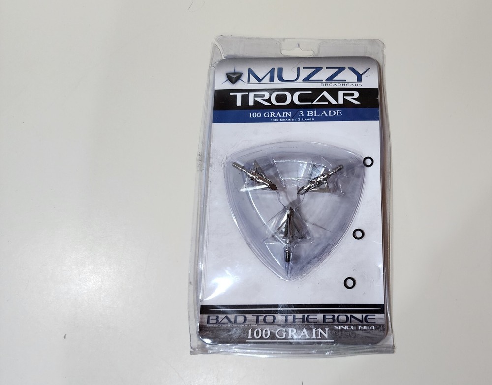 Muzzy Trocar 290 100 Grain Broadhead 3-Blade Hunting Tip – 3 Pieces