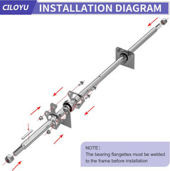 Heavy Duty DIY Steel 44″ Go Kart Live Axle Kit 1″ Diameter 3/4″ Step down 3/4-16
