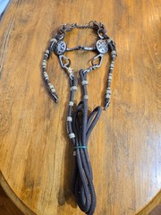 VINTAGE SILVER Conchs SHOW HEADSTALL HORSE TACK Ornate BRIDLE part