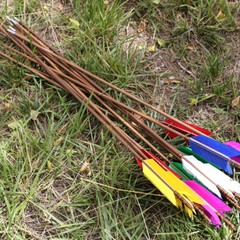 33» Archery Bamboo Arrow 4 Feather Longbow Traditional Recurve Bow Tips Hunting