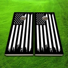 United States American Flag Cornhole Baggo Bag Toss 3M Wrap Set black white