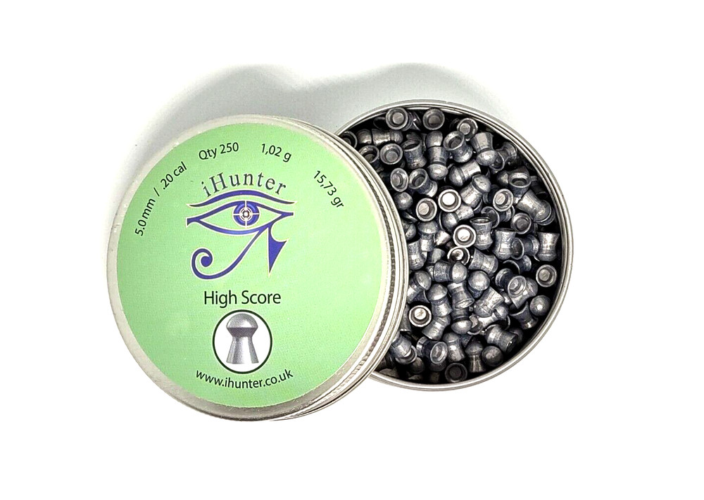 iHunter HIGH SCORE 250 Count DOMED 5mm .20 Caliber Pellets fit Sheridan Benjamin