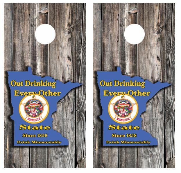 Minnesota Out Drinking Every Other State Cornhole Board Wraps FREE LAM #3373