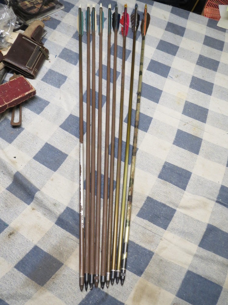 Mixed Lot of 9 Older Used Aluminum Arrows 31 to 31.25 Inches