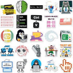 50PCS Programming Stickers.Vinyl Waterproof Stickers. Gifts for Teen Adults Prog