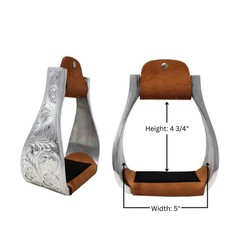 Challenger Western Horse Tack Aluminum Engraved Rubber Grip Saddle Stirrups 5176