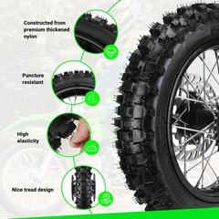 12» Rear Wheel 80/100-12 3.00-12 Tire Inner Tube Assembly For 110cc 125cc SSR