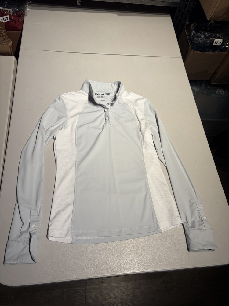 Equiline Top Women’s Small Gray 1/4 Zip Pullover Riding Equestrian Shirt Nylon