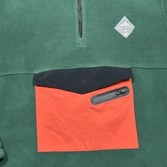 All Good Anorak Spray Jacket Olive Green Orange Pullover Fleece Men XL READ