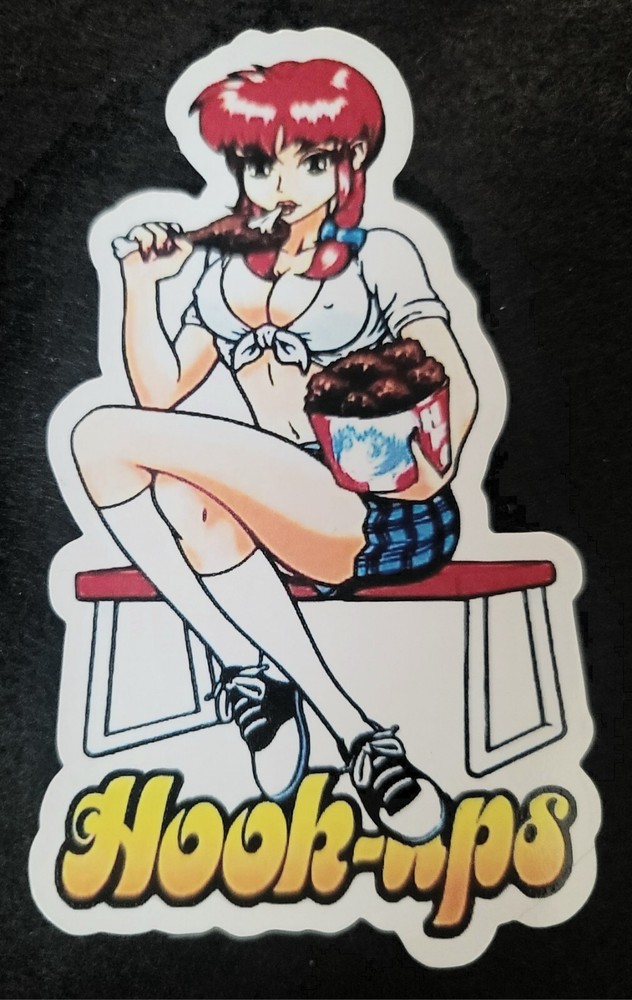 HOOK UPS STICKER VINTAGE «CHICKEN BREASTS» 2 3/4 X 41/2″ GLOSSY!