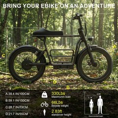 Peak 800W Electric Motorcycle 20″ Fat Tire Electric Scooter w/Seat
