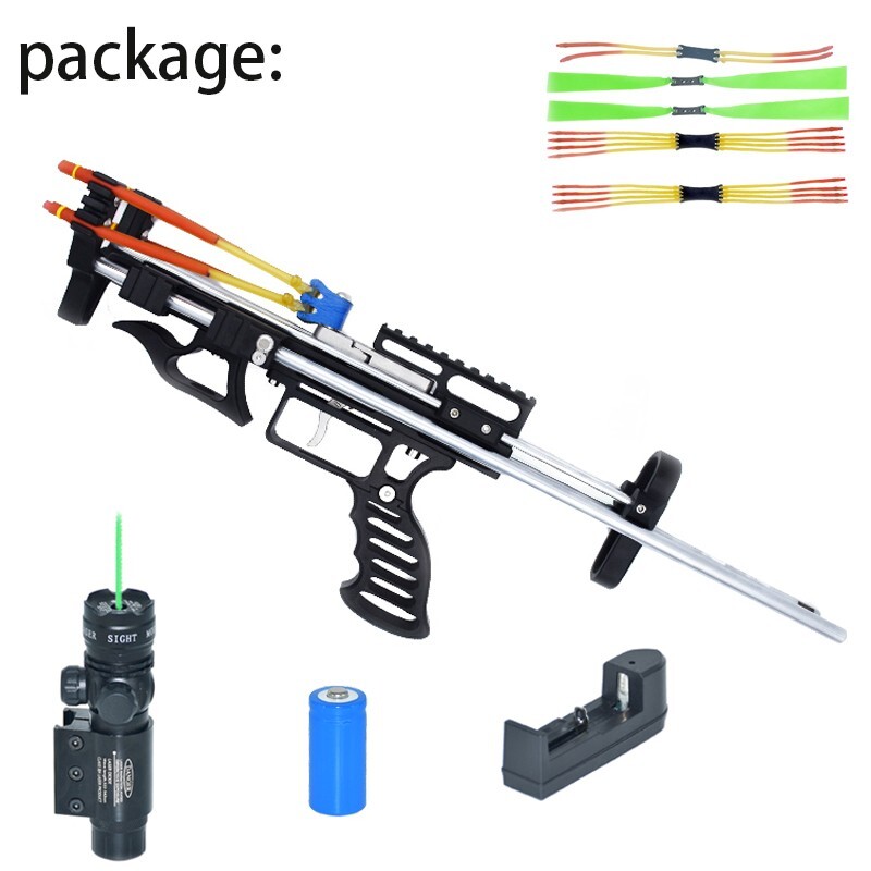 Powerful Slingshot Rifle With Green Laser Aiming For Hunting Catapult Shooting