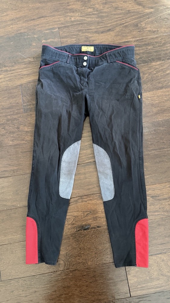 Devon-Aire Women’s Riding Breeches Black Red Gray Size 32 Equestrian