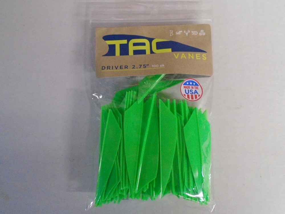 @NEW@ 100- TAC Vanes Driver 275! Green 2.75″ MADE IN THE USA