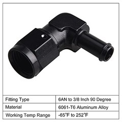 6AN Female to 5/16″ Barb 90 Degree Swivel Fitting 90 Degree AN6 5/16 2PCS