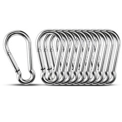 Small Carabiner Clip Hooks, 10pcs 1.57 inch Carabiners Heavy IN, Silver