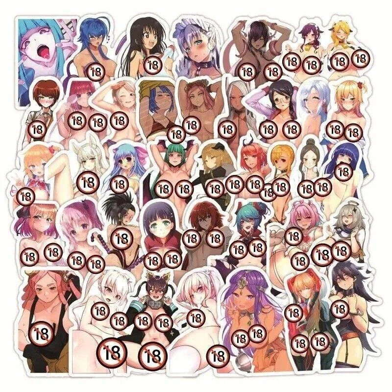 50pcs Sexy Anime Girls Hentai Stickers – Diy Graffiti Decals for Phone, Laptop🔥