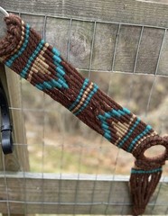 Genuine Mohair Multi String Western Breast Collar Brown and Teal Design