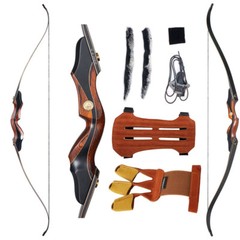 60″ Hunting Archery Takedown Recurve Bow 30-50lb Arrows Wooden Traditional Bow