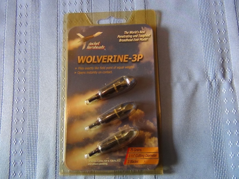 Rocket Aeroheads Wolverine 3P Broadheads – 3 Broadheads New In Package