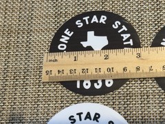 4 Texas Sticker Decal Round Lone Star State Black White 3 inch 1836 Shape Flag