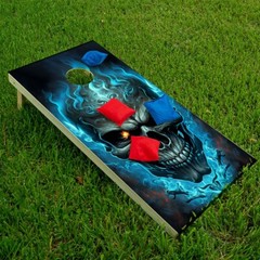 Flaming Skull Gothic Art Cornhole Board Wraps and Decals Vinyl Sticker