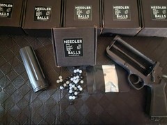 Six Needler Rubber Ball Ammo – 9mm – 60 Count Black And White Color Mix – FIRE