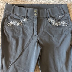 Ariat Pro Series Olympia Equestrian Breeches Womens 30×25 Grey Knee Patch