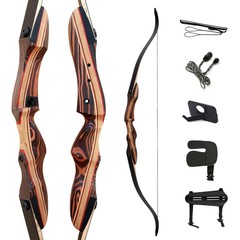 Deerseeker Archery Bow Set 62″ Takedown Recurve Bow Traditional Bow Set for A…