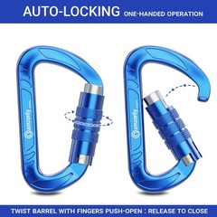3inch Auto Locking Carabiner Clips Heavy Duty, 12KN /2697lbs Lightweight keyc…