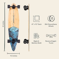 Complete Zed Longboard – 44in Pintail with 70mm PU Wheels for Carving & Commute