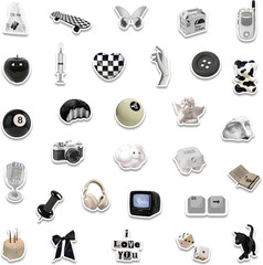 Aesthetic Stickers Black and White Sticker Pack 60PCS, Y2K Sticker for Laptop De