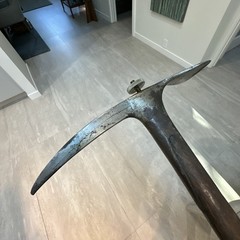 Antique Ice Axe 32.5” Long 9.5” Head Appears unknown wood Shaft, From Japan