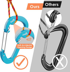 6PCS 3» Carabiner Clip Aluminum Large D-Shape Spring for Keychain, 3 inch Heavy