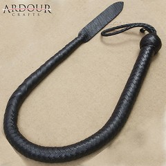 Genuine Black Leather Whip Cow Hide Leather Bull Whip 3 Feet Long 16 Plaits