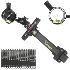 Compound Bow Sight 1 Pin,4X 6X 8X Lens, 0.019″ Fiber, Carbon Fiber Long Bar, …