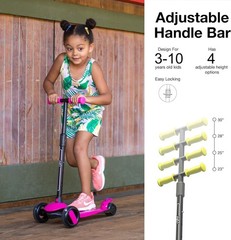 Patinete de altura ajustable para niños de 3 a 10 años con ruedas Flash