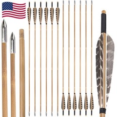33″ Bamboo Arrows 5″ Naturer Feathers 8mm Archery Longbow Recurve Bow Hunting