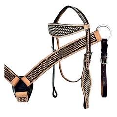 BH HILASON Western Horse Headstall Breast Collar Tack Set Genuine American