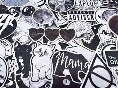 50pcs Black and White Skateboard Stickers Laptop Luggage Locker Decals Dope